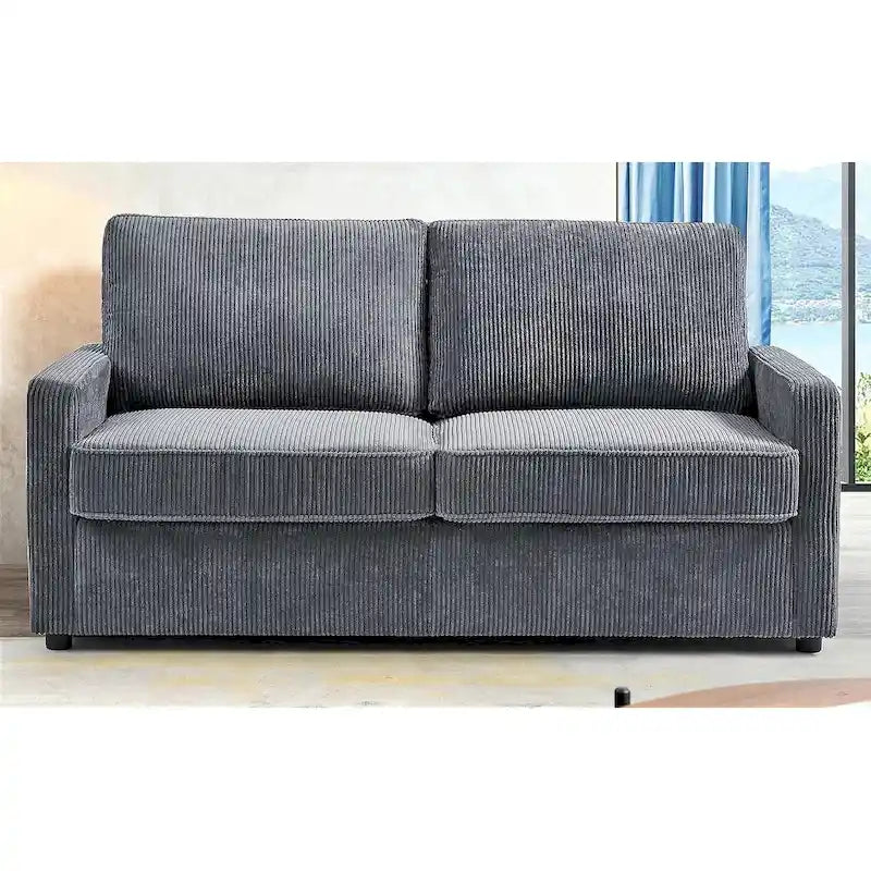 Manchester Corduroy 70 inch Square Arms Sleeper Sofa with Mattress-3