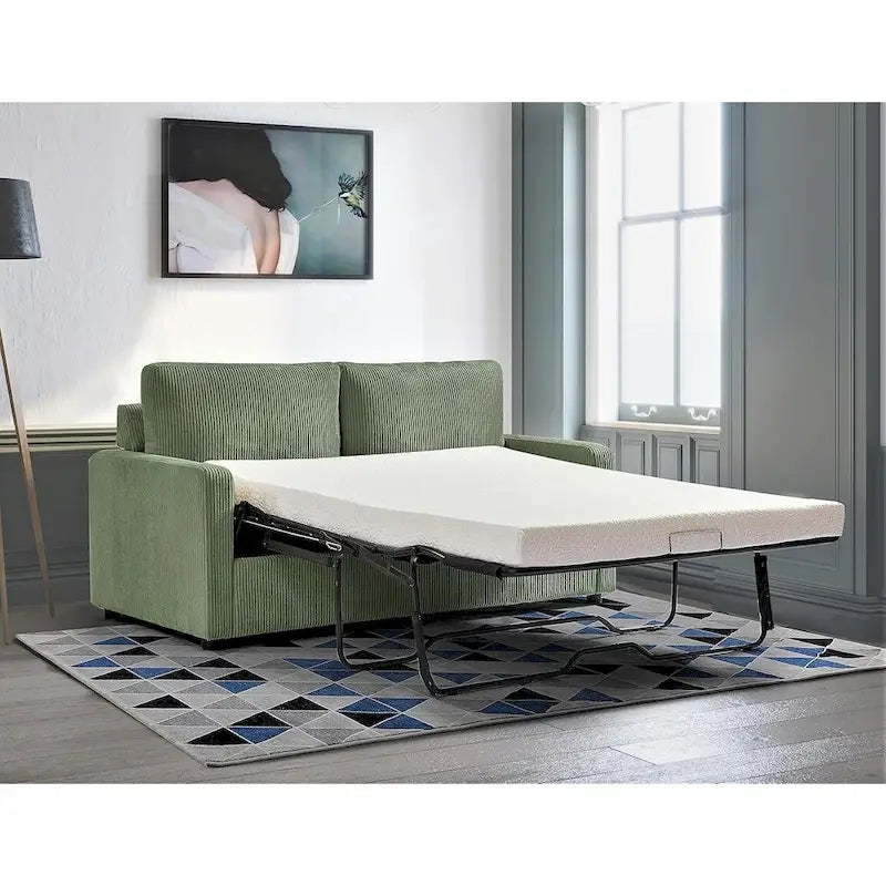 Manchester Corduroy 70 inch Square Arms Sleeper Sofa with Mattress-29