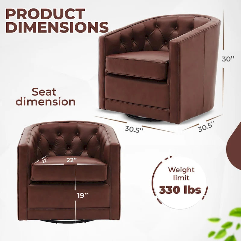 Walsh Top Grain Leather Swivel Chair-4