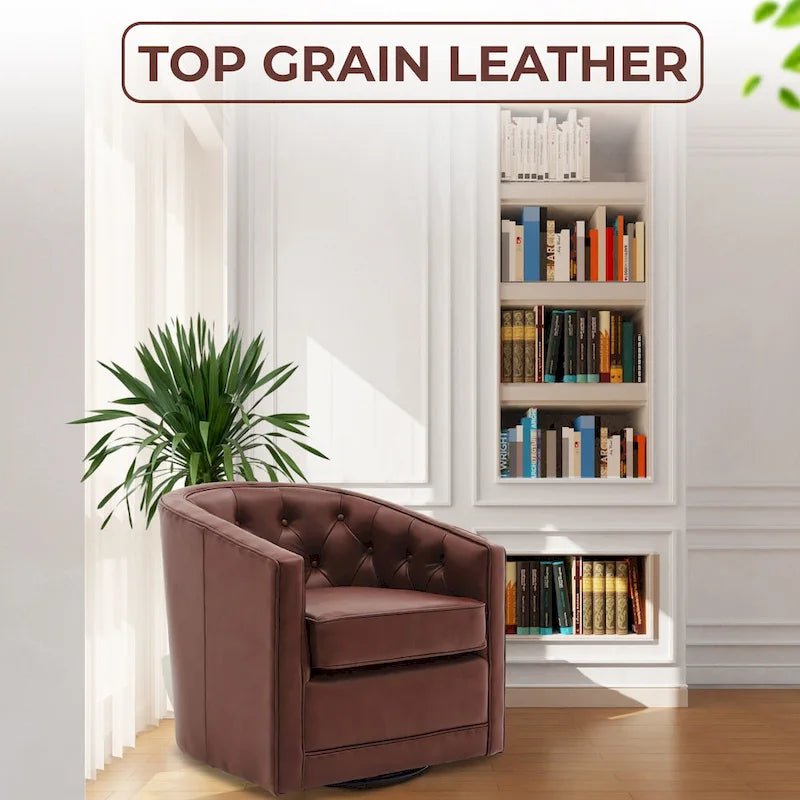 Walsh Top Grain Leather Swivel Chair-7