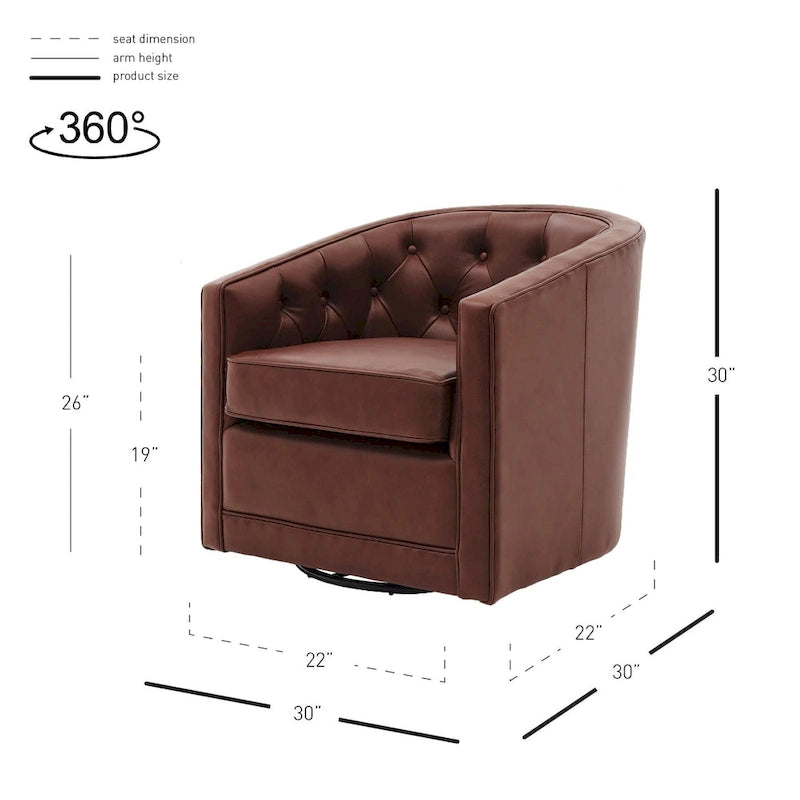 Walsh Top Grain Leather Swivel Chair-15