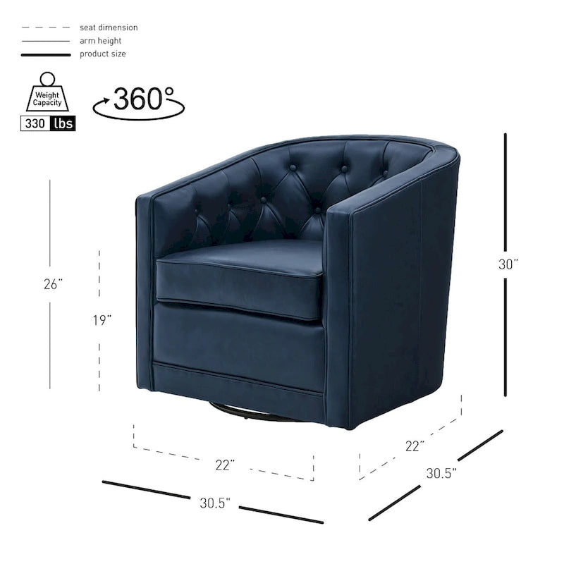 Walsh Top Grain Leather Swivel Chair-29
