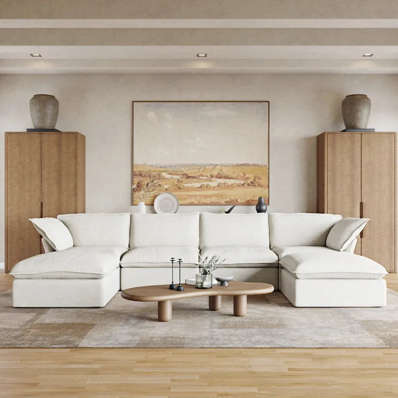 6 Piece U-shaped Velvet Upholstery Modular Sectional Sofa with 2 Ottoman-9