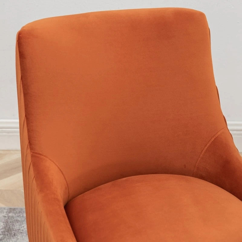 SEYNAR Modern Glam Boucle Pleated Velvet Dining Chair or Vanity Chair Set of 6 with Rear Handle-10