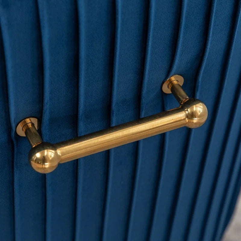 SEYNAR Modern Glam Boucle Pleated Velvet Dining Chair or Vanity Chair Set of 6 with Rear Handle-18