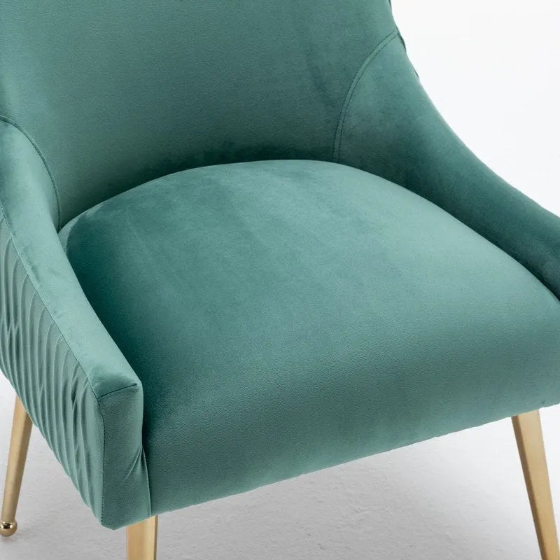 SEYNAR Modern Glam Boucle Pleated Velvet Dining Chair or Vanity Chair Set of 6 with Rear Handle-31