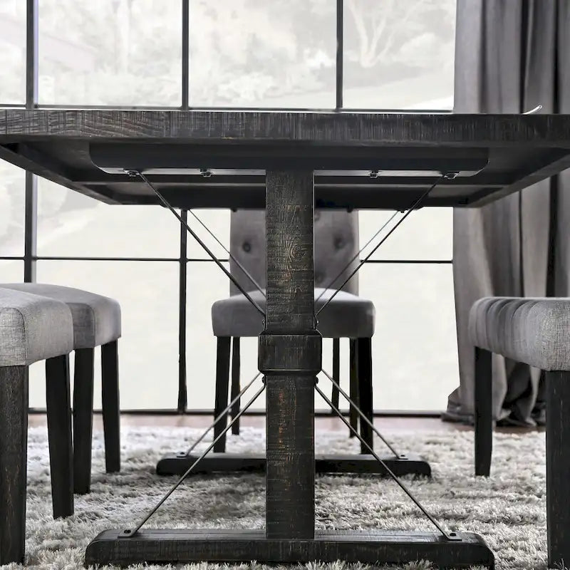 Chalwa Rustic Wood Upholstered 6-Piece Dining Set with Table and 4 Chairs and 1 Bench by Copper Grove-11