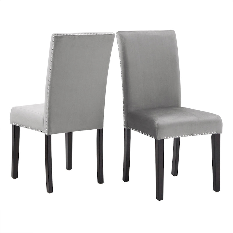Balmforth Nailhead Velvet Upholstered Dining Chairs (Set of 2) by iNSPIRE Q Classic-28