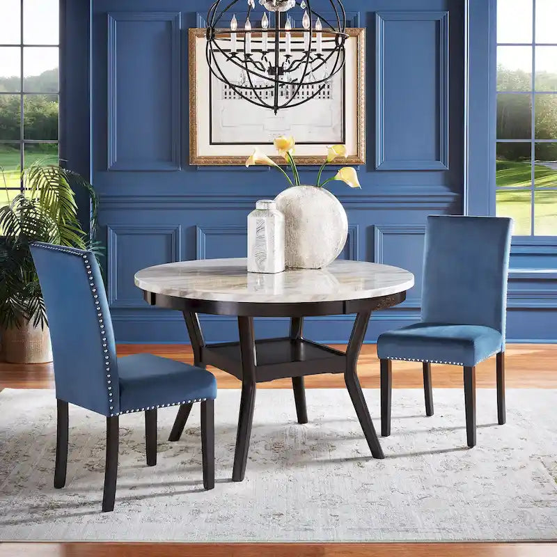 Balmforth Nailhead Velvet Upholstered Dining Chairs (Set of 2) by iNSPIRE Q Classic