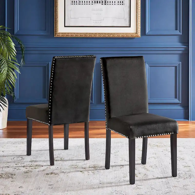 Balmforth Nailhead Velvet Upholstered Dining Chairs (Set of 2) by iNSPIRE Q Classic-3