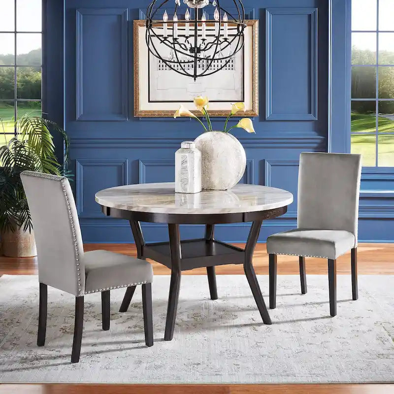 Balmforth Nailhead Velvet Upholstered Dining Chairs (Set of 2) by iNSPIRE Q Classic-5