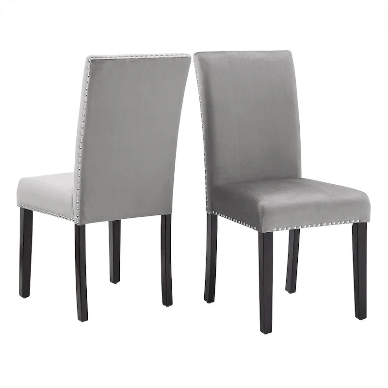 Balmforth Nailhead Velvet Upholstered Dining Chairs (Set of 2) by iNSPIRE Q Classic-10