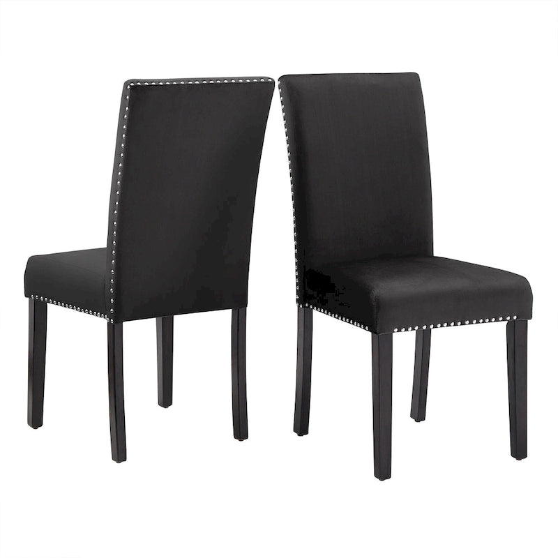Balmforth Nailhead Velvet Upholstered Dining Chairs (Set of 2) by iNSPIRE Q Classic-15