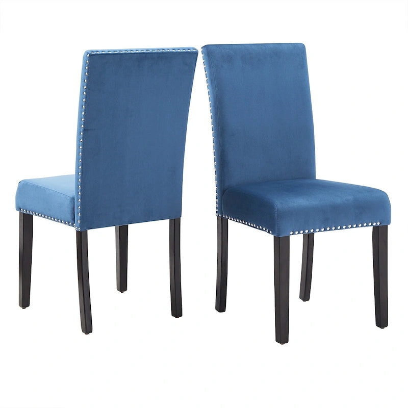 Balmforth Nailhead Velvet Upholstered Dining Chairs (Set of 2) by iNSPIRE Q Classic-20