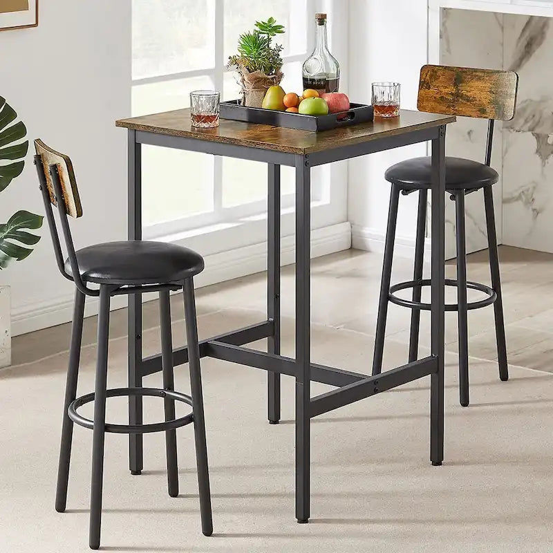 3 Pieces Bar Table Set, Kitchen Table Set for 2, Upholstered Stools-16