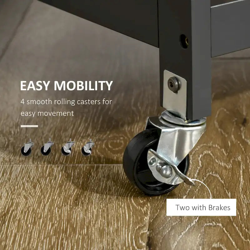 HOMCOM Utility Kitchen Cart, Rolling Kitchen Island Storage Trolley-5