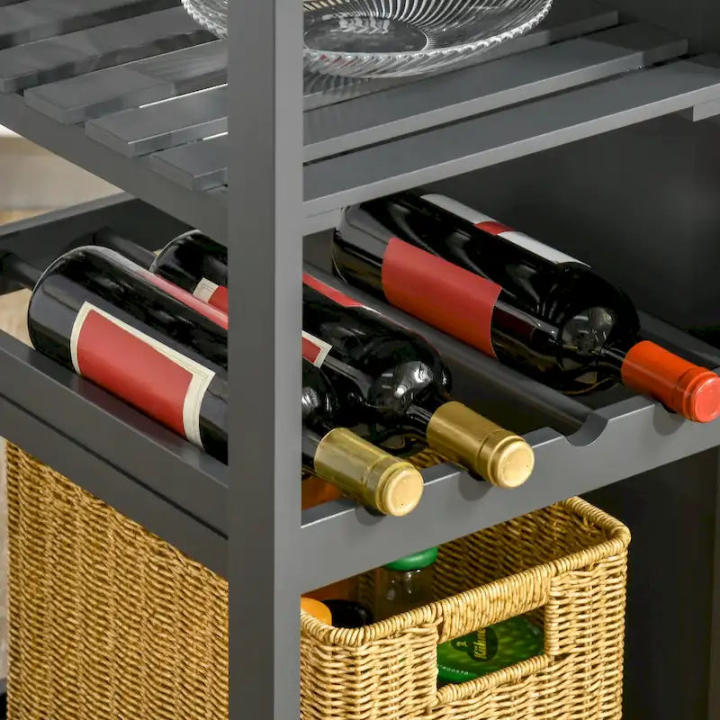 HOMCOM Utility Kitchen Cart, Rolling Kitchen Island Storage Trolley-8