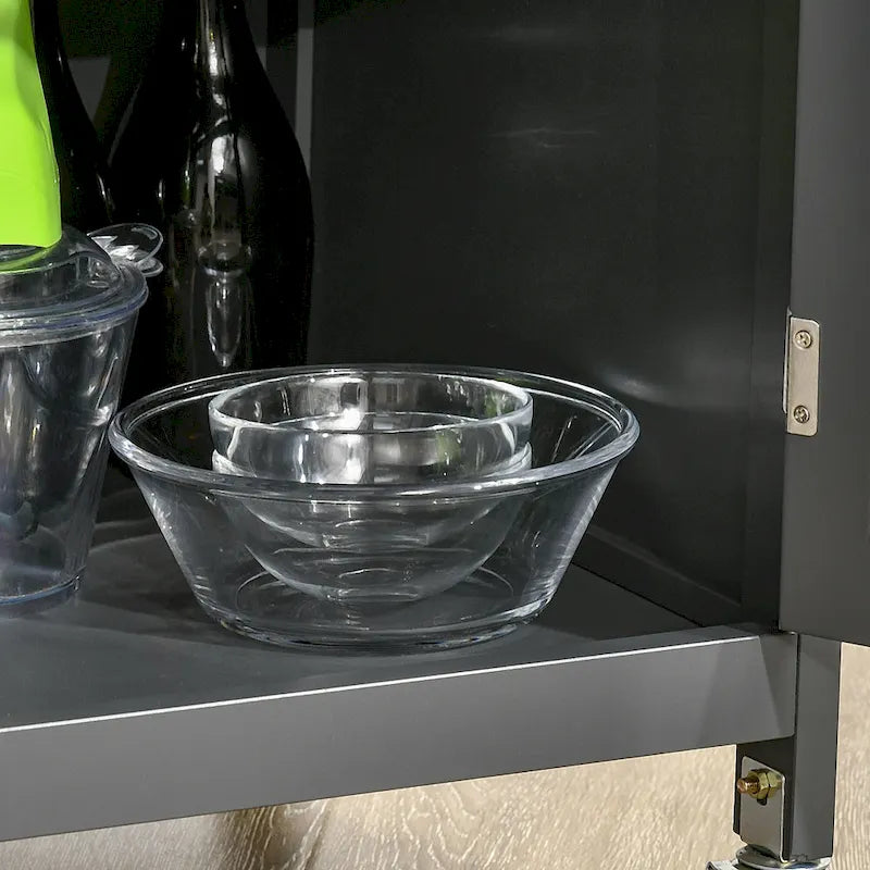 HOMCOM Utility Kitchen Cart, Rolling Kitchen Island Storage Trolley-9