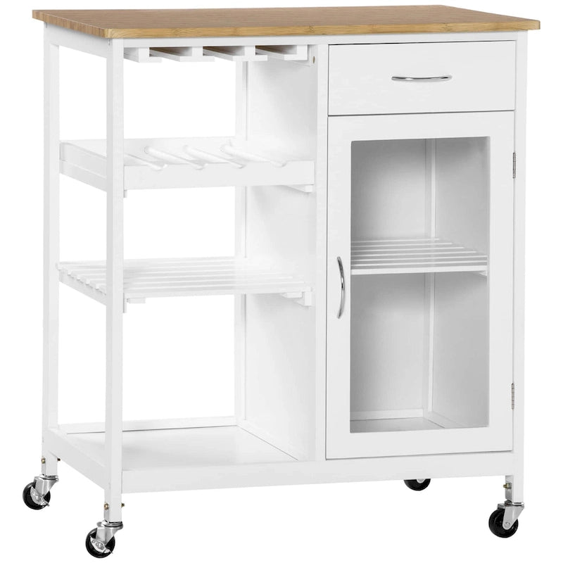 HOMCOM Utility Kitchen Cart, Rolling Kitchen Island Storage Trolley-11