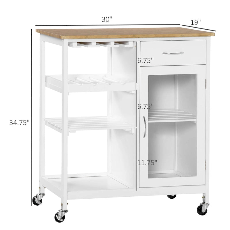 HOMCOM Utility Kitchen Cart, Rolling Kitchen Island Storage Trolley-12