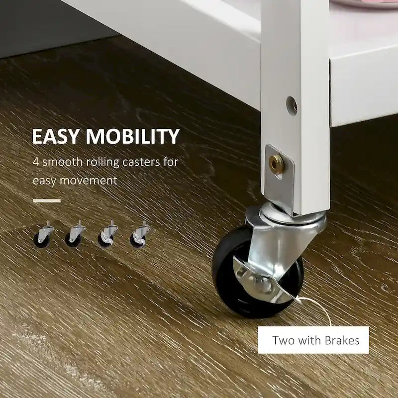 HOMCOM Utility Kitchen Cart, Rolling Kitchen Island Storage Trolley-14