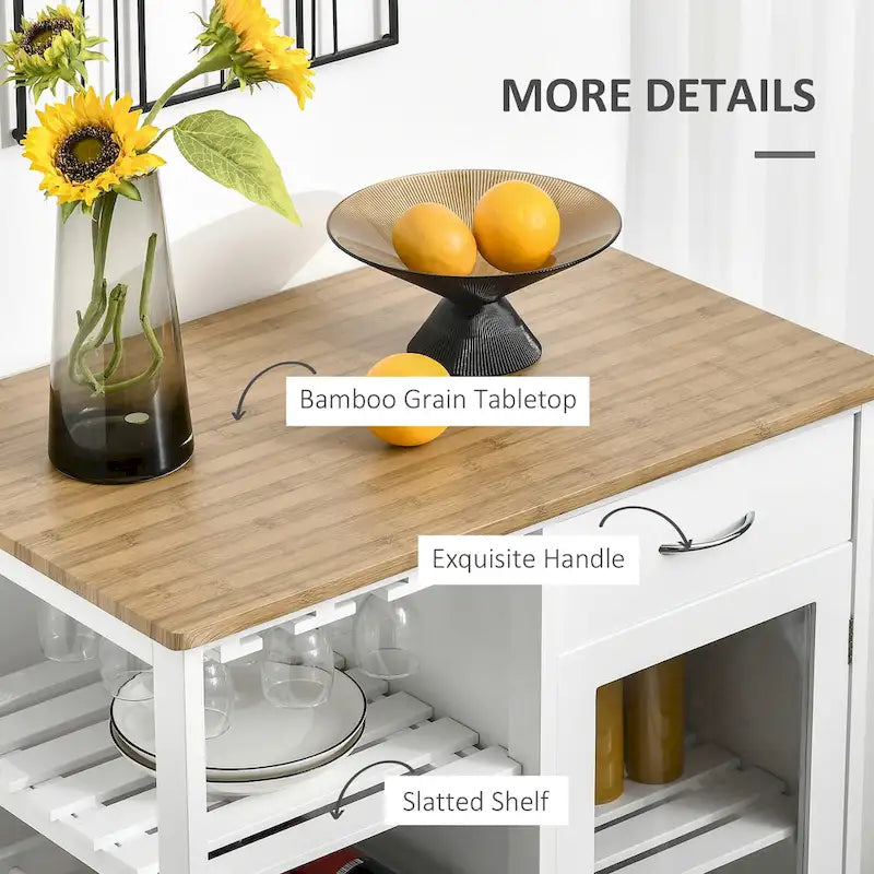 HOMCOM Utility Kitchen Cart, Rolling Kitchen Island Storage Trolley-16