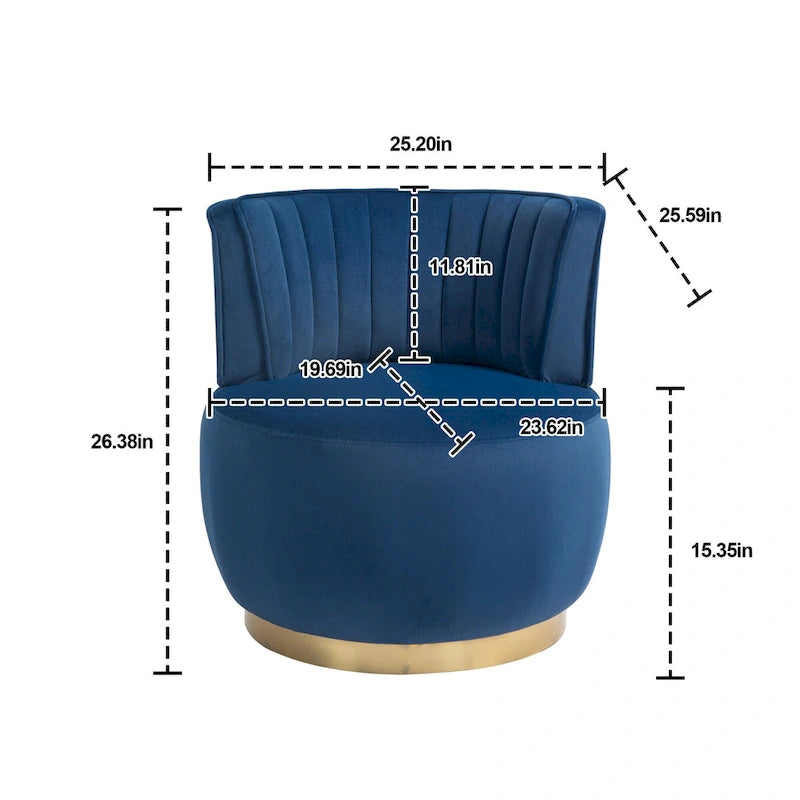 HOMEFUN Velvet Upholstered 360 Degree Swivel Armless Round Barrel Chairs-15