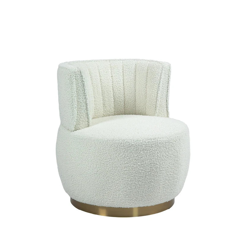 HOMEFUN Velvet Upholstered 360 Degree Swivel Armless Round Barrel Chairs-19