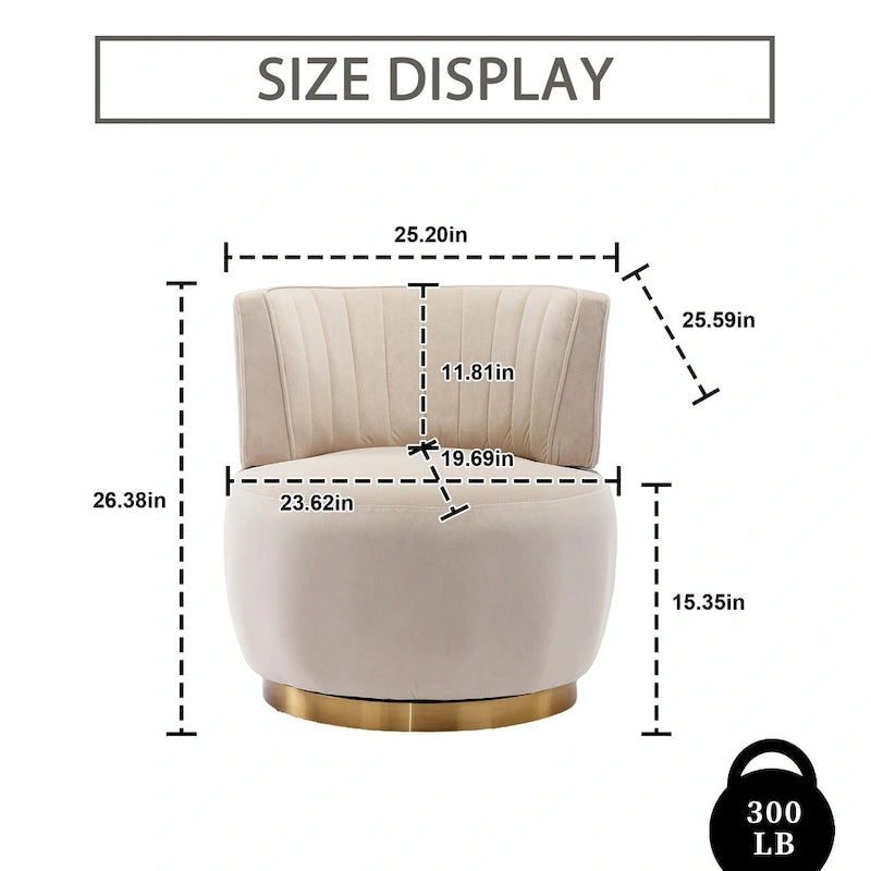 HOMEFUN Velvet Upholstered 360 Degree Swivel Armless Round Barrel Chairs-27