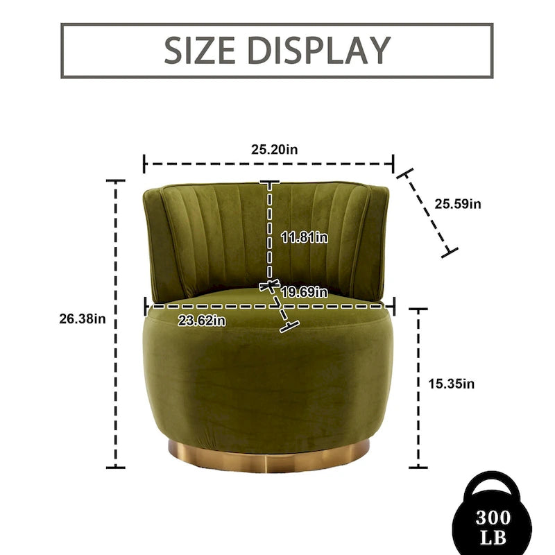 HOMEFUN Velvet Upholstered 360 Degree Swivel Armless Round Barrel Chairs-33