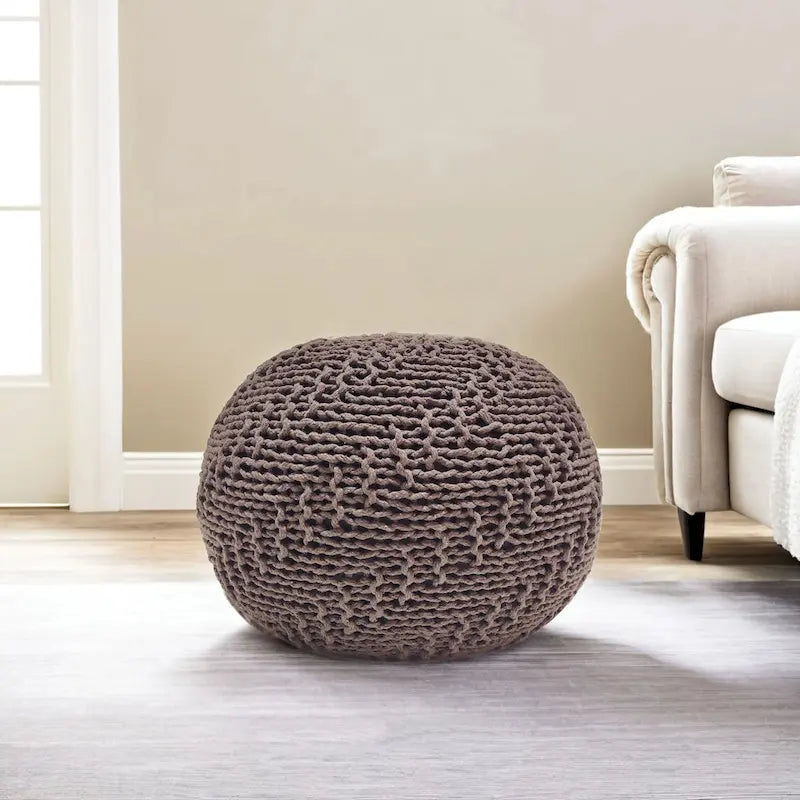 Hazel Indoor/Outdoor Cotton Knit Handcrafted Modern Fabric Pouf by Christopher Knight Home