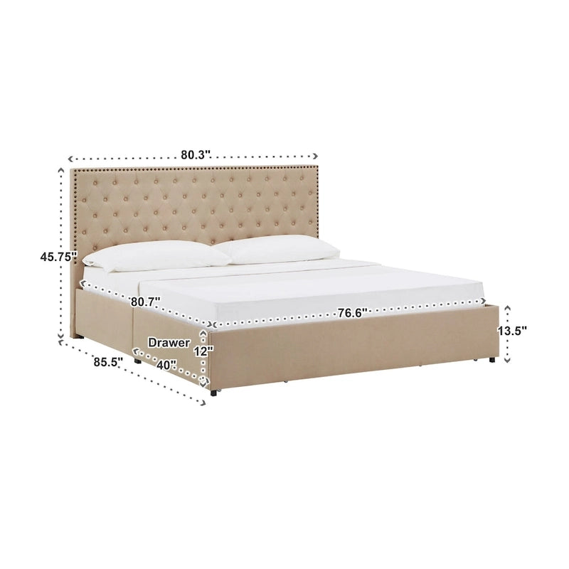 Arlert Nailhead Linen Headboard Storage Platform Bed by iNSPIRE Q Classic-9