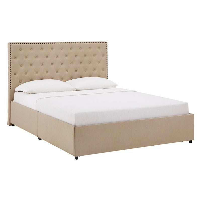 Arlert Nailhead Linen Headboard Storage Platform Bed by iNSPIRE Q Classic-11