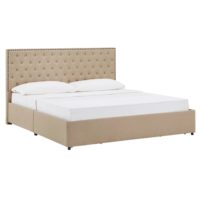Arlert Nailhead Linen Headboard Storage Platform Bed by iNSPIRE Q Classic-14