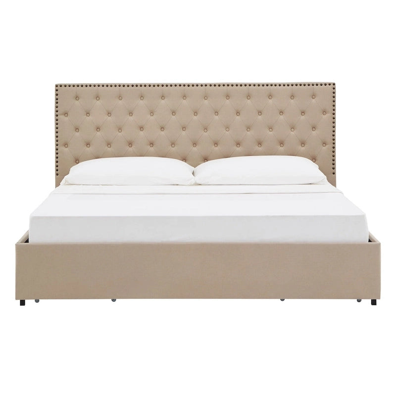 Arlert Nailhead Linen Headboard Storage Platform Bed by iNSPIRE Q Classic-15