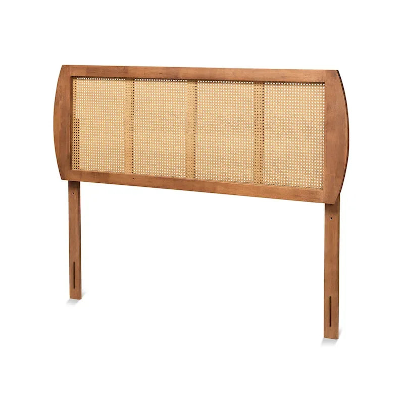 Harris Ash Walnut Wood and Synthetic Rattan Headboard-2