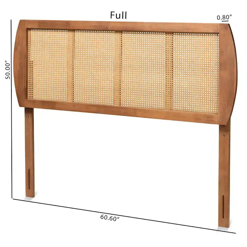Harris Ash Walnut Wood and Synthetic Rattan Headboard-6