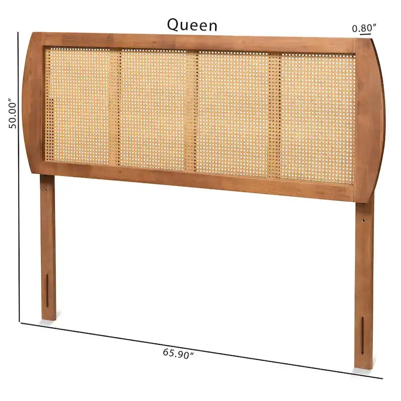 Harris Ash Walnut Wood and Synthetic Rattan Headboard-7