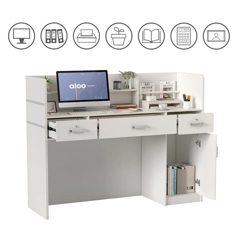 3-Drawer Reception Desk Reception Table Computer Writing Desk Working-11