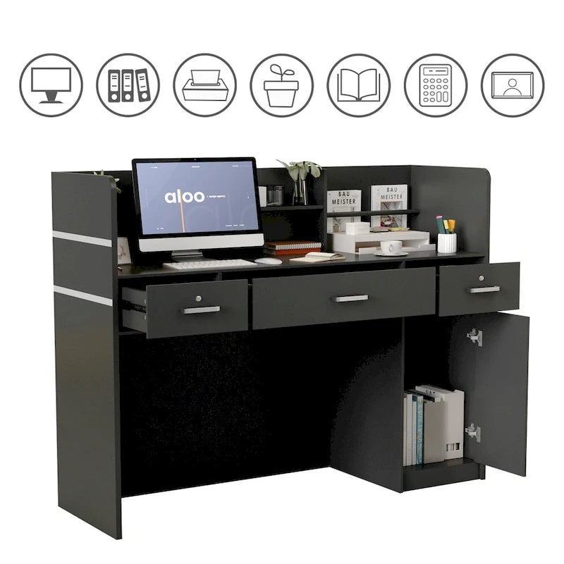 3-Drawer Reception Desk Reception Table Computer Writing Desk Working-18