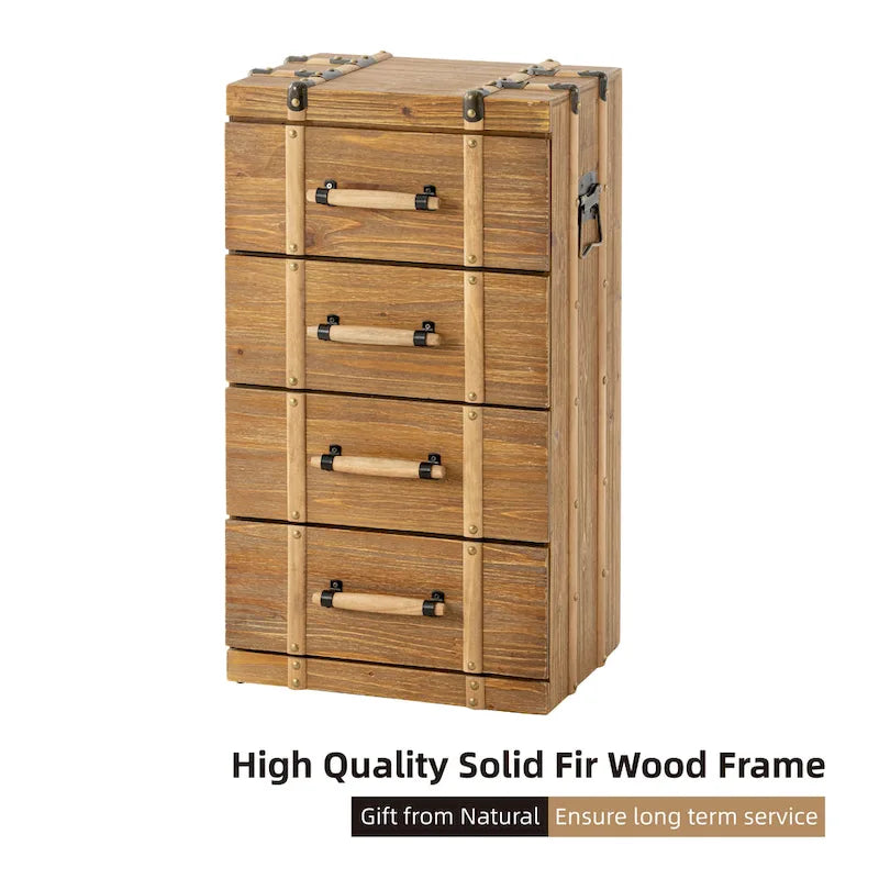 COZAYH Vintage Mid Century Nightstand, Distressed Solid Wood End Table for Living Room, Fully Assembled-6