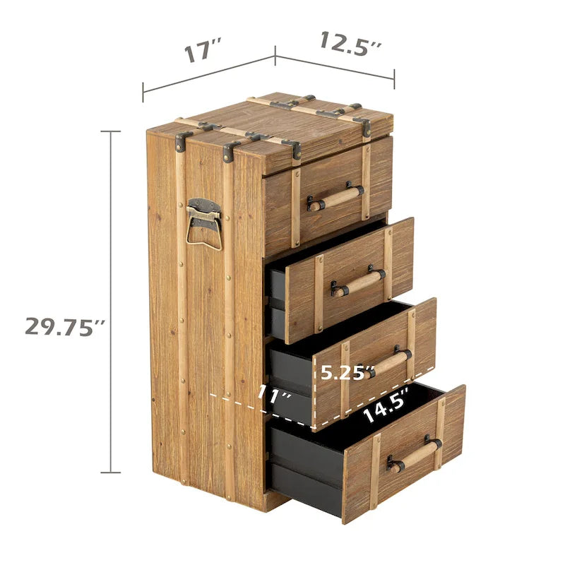 COZAYH Vintage Mid Century Nightstand, Distressed Solid Wood End Table for Living Room, Fully Assembled-7