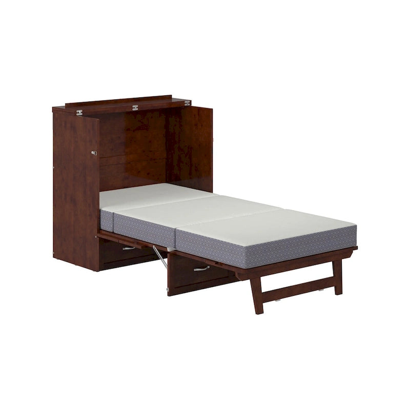 Northfield Twin XL Murphy Bed Chest with Mattress in Walnut-2