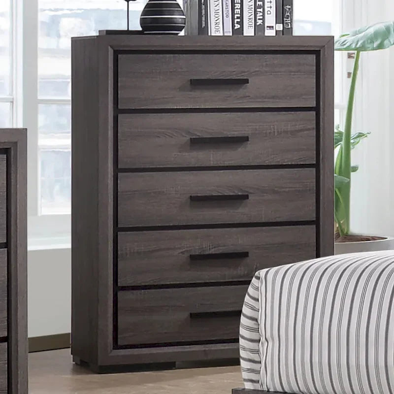 Rothwell Contemporary Grey Wood 3-Piece Panel Bedroom Set with Shelves by Furniture of America-8