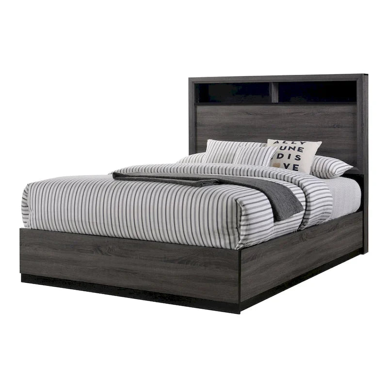 Rothwell Contemporary Grey Wood 3-Piece Panel Bedroom Set with Shelves by Furniture of America-9