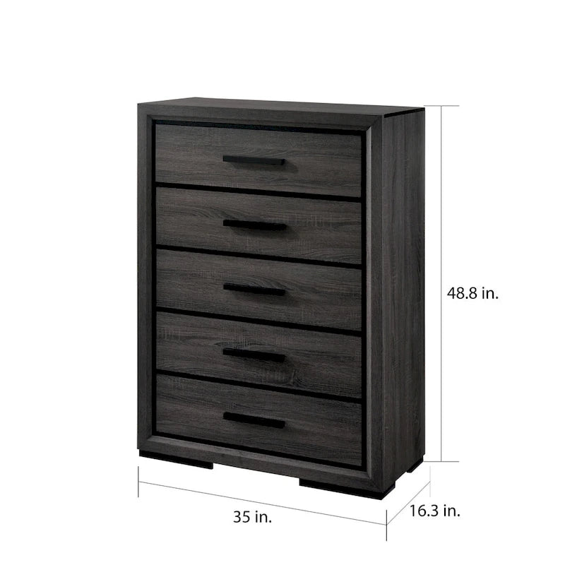 Rothwell Contemporary Grey Wood 3-Piece Panel Bedroom Set with Shelves by Furniture of America-13