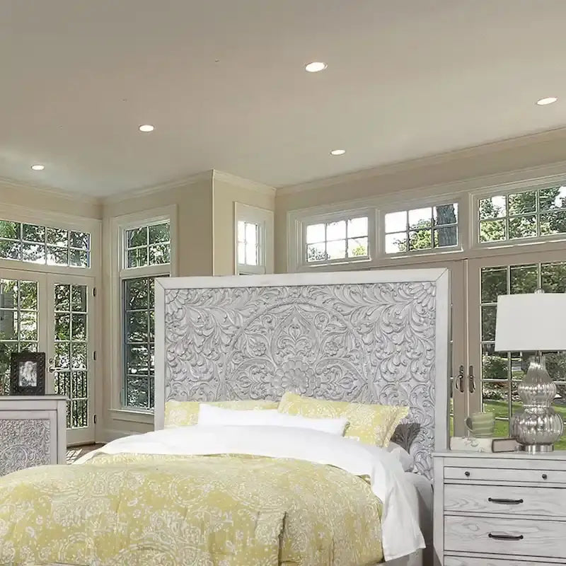 Origins by Alpine Aria Panel Headboard in Weathered Light Gray-5