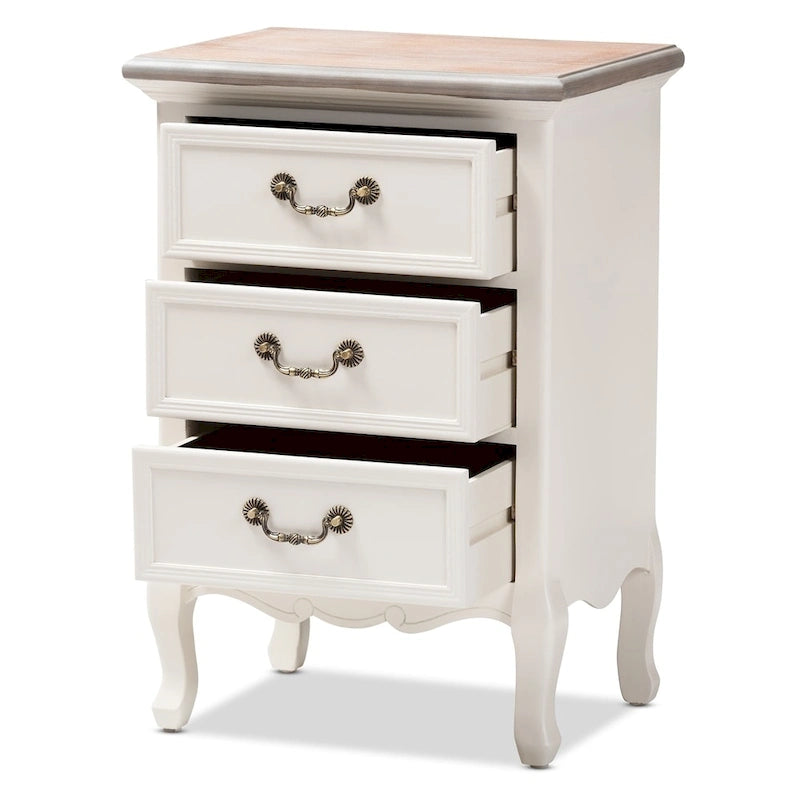 Baxton Studio Capucine Antique French Country Cottage Wood 3-Drawer End Table-4