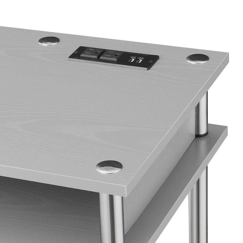 Convenience Concepts Designs2Go No Tools Student Desk with Charging Station and Shelves-19