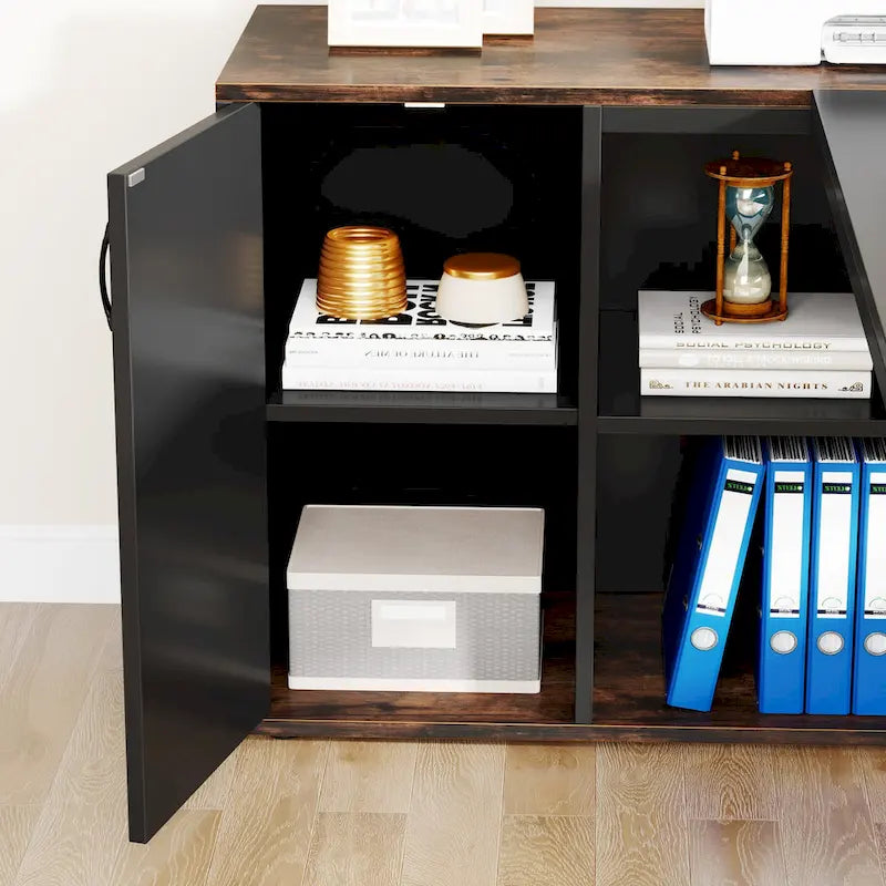 71 inch L Shaped Computer Desk with Cabinet-15